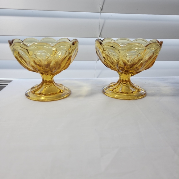 VINTAGE AMBER COMPOTE BOW 2 PICES - Picture 15 of 16